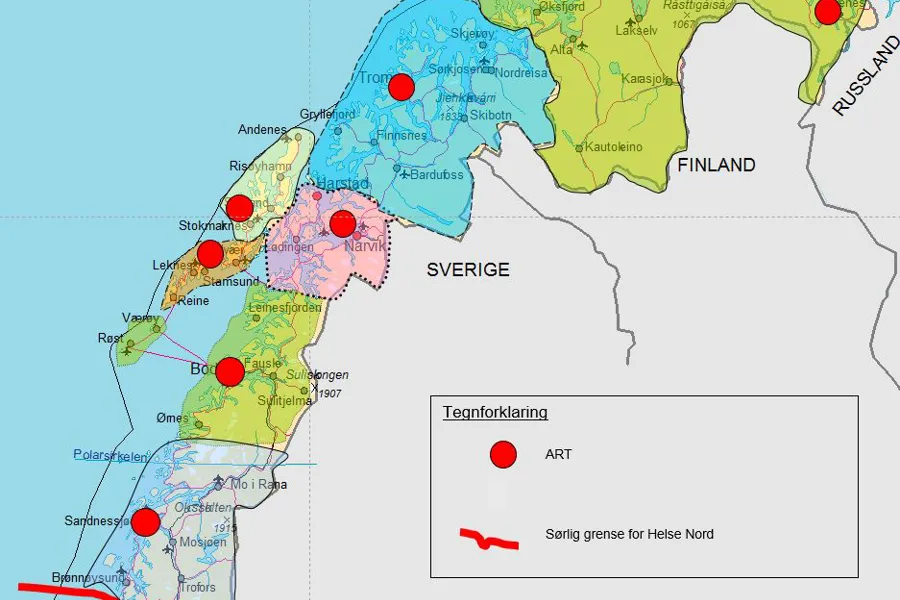 Ambulante rehabiliteringsteam i Helse Nord vist på kart