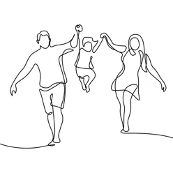 To voksne og et barn - strektegning